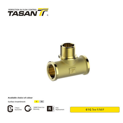 Adaptador de latón T para instalación de tuberías en T de latón con rosca ISO228 para sanitario F/M/F 61G