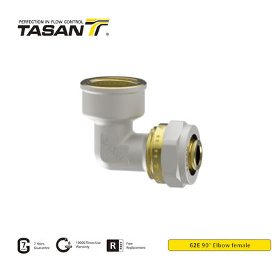 Accesorios de compresión de latón industriales de 20 mm Codo hembra de 90 grados 62E